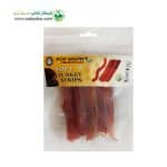 تشویقی سگ مدل فیله نرم بوقلمون طرح میله ای Turkey Strips برندPOP SNOWY وزن 80 گرم