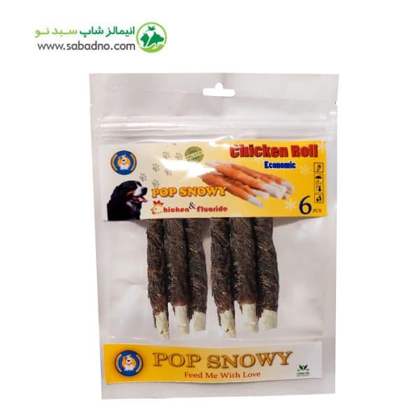 تشویقی فلوراید سگ مدل دورپیج گوشت مدادی برند پاپ اسنویی POP SNOWY بسته 6 عددی