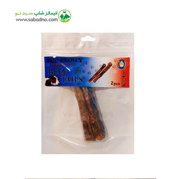 تشویقی سگ مدل دم گوساله سایز ضخیم برند پاپ اسنویی POP SNOWY بسته 2 عددی