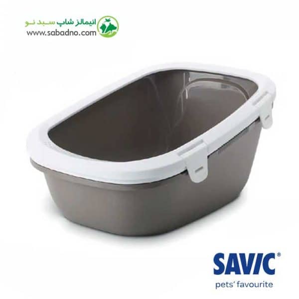 ظرف خاک لبه دار گربه برند SAVIC ساويک مدل سیمبا سیفت Simba Sift همراه با سبد مشبک