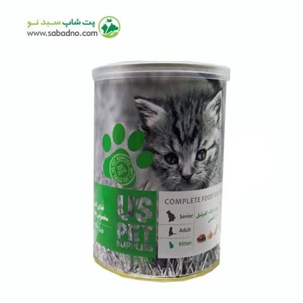 کنسرو بچه گربه با طعم مرغ ، اردک و کدوتنبل وزن 400 گرمی برند یو اس پت (سبز)