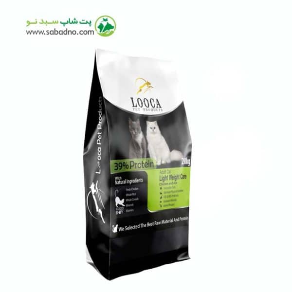 غذای خشک رژیمی گربه عقیم شده مدل Light Weight Care برند لوکا Looca (سبز) وزن 2 کیلوگرم