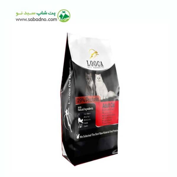 غذای خشک گربه بالغ با طعم گوشت و برنج برند لوکا Looca (قرمز) وزن 2 کیلوگرم