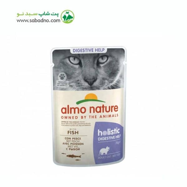 پوچ گربه دیجستیو طعم ماهی مدل Digestive برند آلمو نیچر 70 گرمی