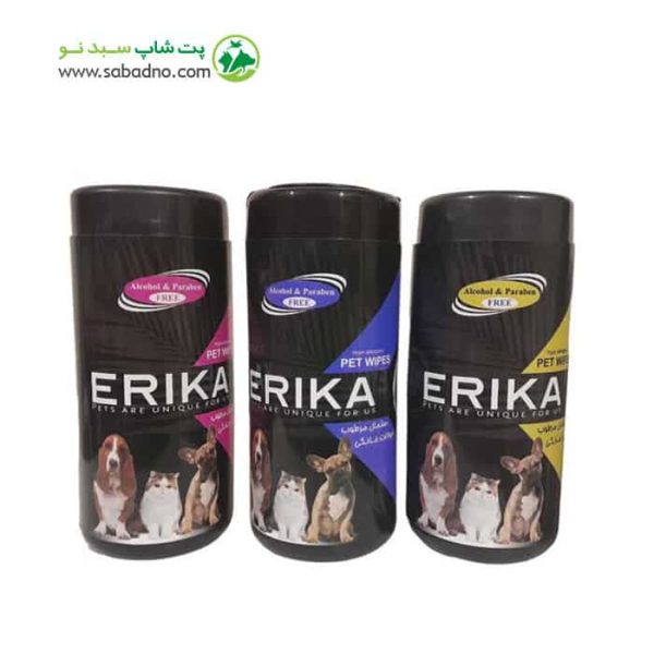 دستمال مرطوب اریکا مخصوص سگ و گربه در 3 رایحه 50 عددی