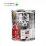 کنسرو گربه بالغ باطعم گوشت خالص گوساله وزن 800 گرمی برند یو اس پت (قرمز)