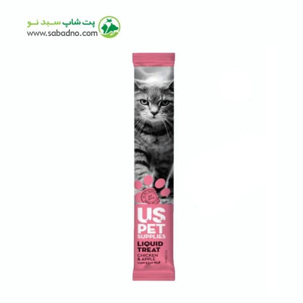 بستنی گربه برند یو اس پت مدل ساده با طعم فیله مرغ و سیب وزن 20 گرم 1 عددی