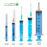 سرنگ پیستون دار یا سه قطعه برند شفا در 5 سایز 2.5 ، 5 ، 10 ، 20 و 50 سی سی