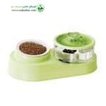 ظرف آبخوری اتوماتیک فواره ای گربه و سگ با جای غذا استیل برند بایوموزارا مدل Cat water dispenser automatic