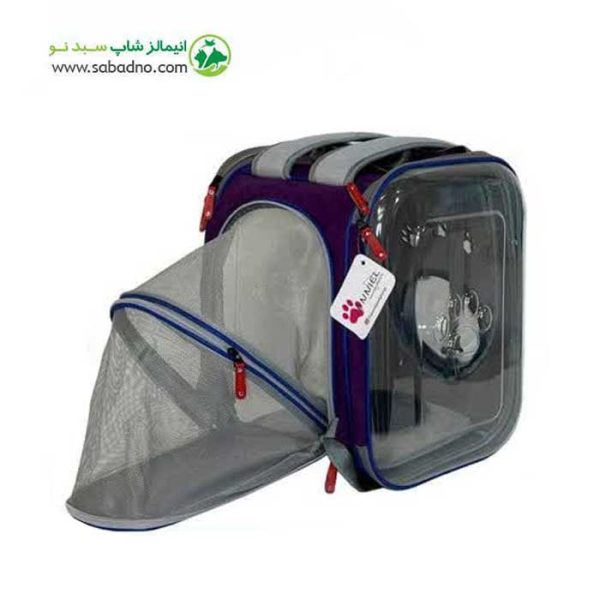 کیف کوله حمل سگ و گربه دو طرف شفاف داری یک درب پارکشو برند دنیل مدل RONAK کد LD37_UM