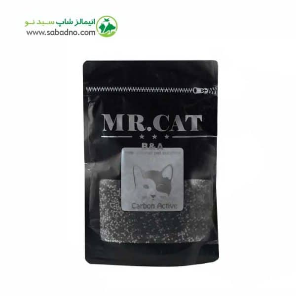 افزودنی خاک گربه برند مسترکت Mr.cat مدل کربن اکتیو Carbon active وزن 250 گرم