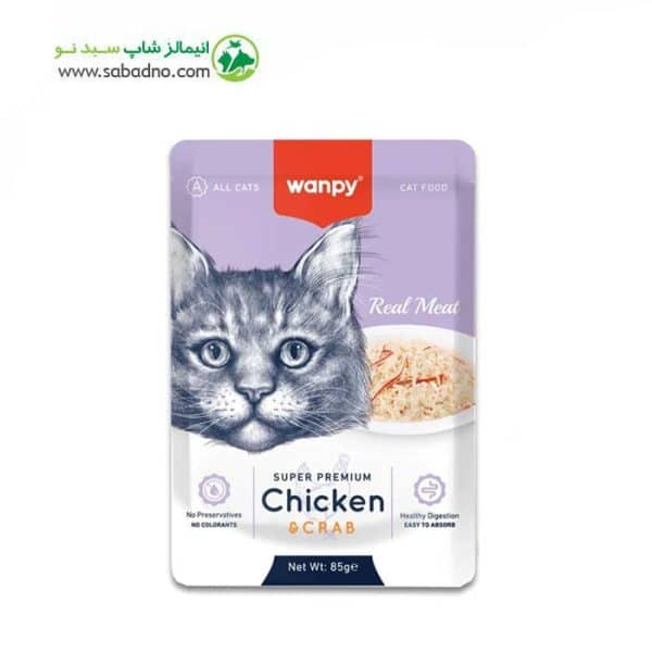 پوچ گربه برند ونپی طعم مرغ و خرچنگ Wanpy Cat Chicken & Crab وزن 85 گرم