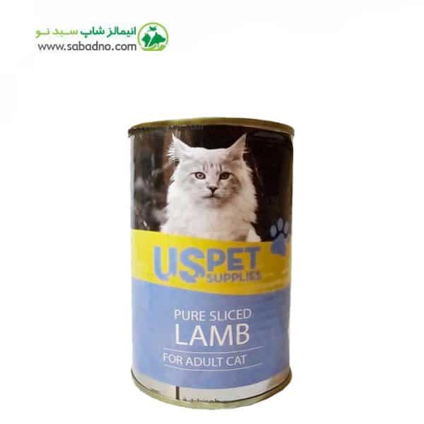 کنسرو نچرال گربه برند یو اس پت uspet طعم بره وزن 400 گرم