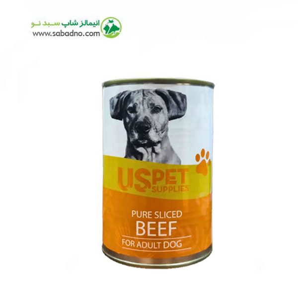 کنسرو نچرال سگ برند یو اس پت uspet طعم گوشت وزن 400 گرم