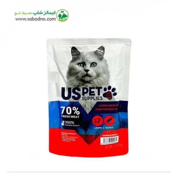 پوچ گربه برند یو اس پت uspet طعم بره و بلدرچین  uspet Lamb and quail وزن 100 گرم
