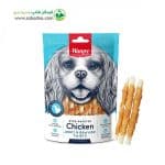 تشویقی جرکی سگ برند ونپی مدل میله ای دورپیچ با طعم مرغ Wanpy Dog Chicken Jerky & Rawhide  وزن 100 گرم 