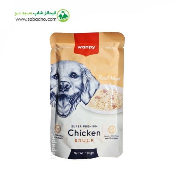 پوچ سگ برند ونپی طعم مرغ و اوردک Wanpy Dog Chicken & Duck وزن 100 گرم 