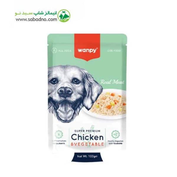 پوچ سگ برند ونپی طعم مرغ Wanpy Dog Chicken & vegetable وزن 100 گرم 