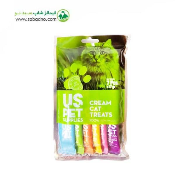 بستنی گربه یو اس پت در طعم های مختلف Uspet cream cat treat بسته 7 عددی وزن 20 گرم