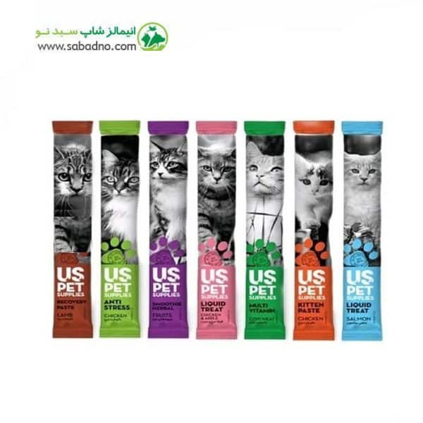بستنی گربه یو اس پت در طعم های مختلف Uspet cream cat treat بسته 5 عددی وزن 20 گرم
