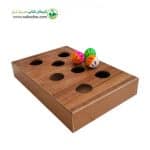 اسباب بازی چوبی گربه برند Animal nest مدل باکس سرگرمی entertainment box همراه 3 عدد توپ بازی